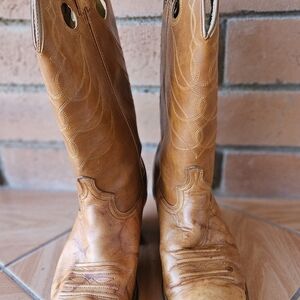 Vintage Acme Cowboy Boots Mens 12D Tan Leather Western Pull-On